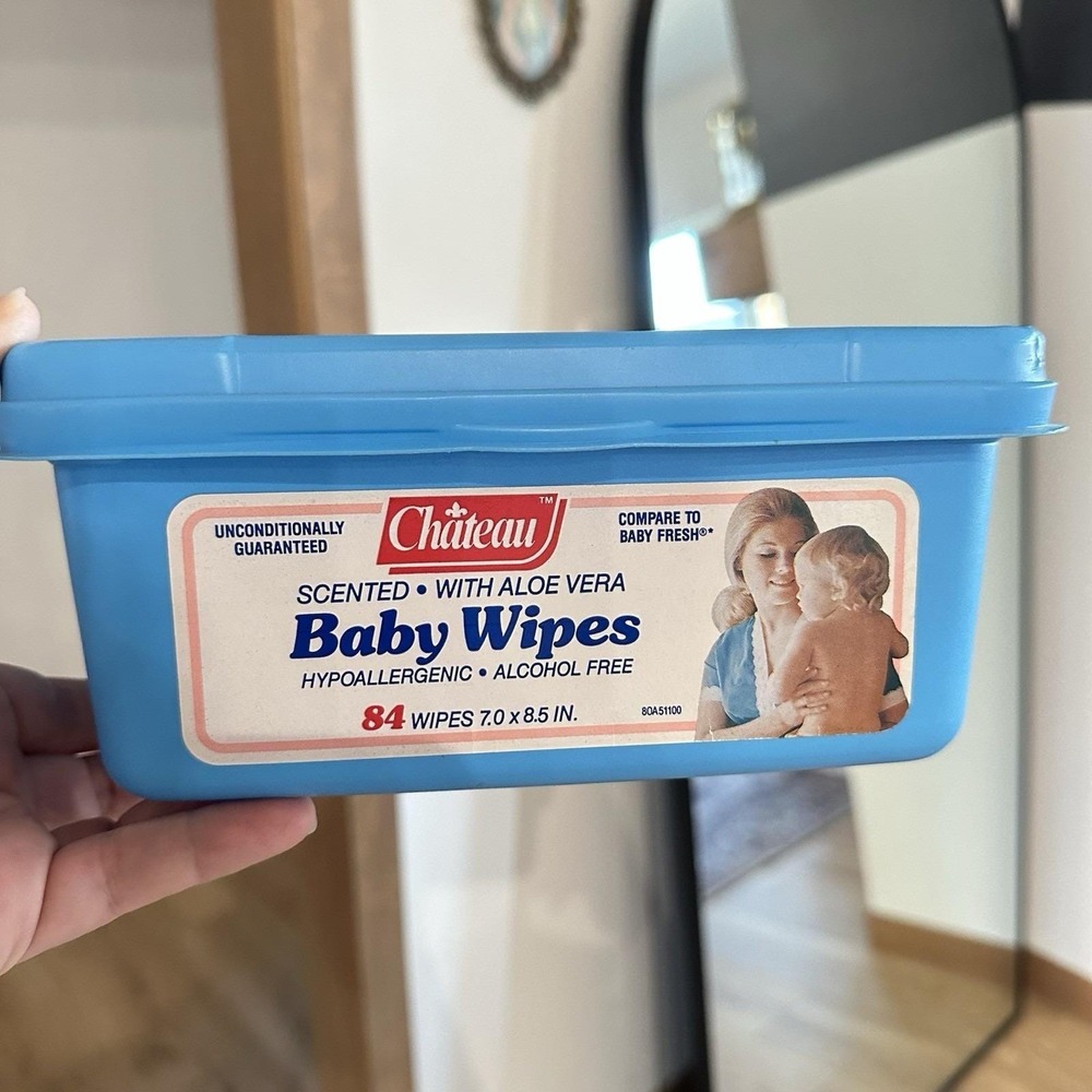 VTG 1990's Chateau‎ Baby Wipe Pop Up Container Scott Blue 7x8.5"
